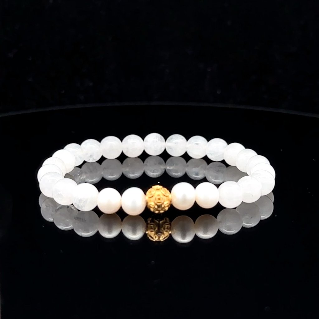 18k Gold Money Coin Ball Gemstones Birthstones Pearl Moonstone 6mm 82$